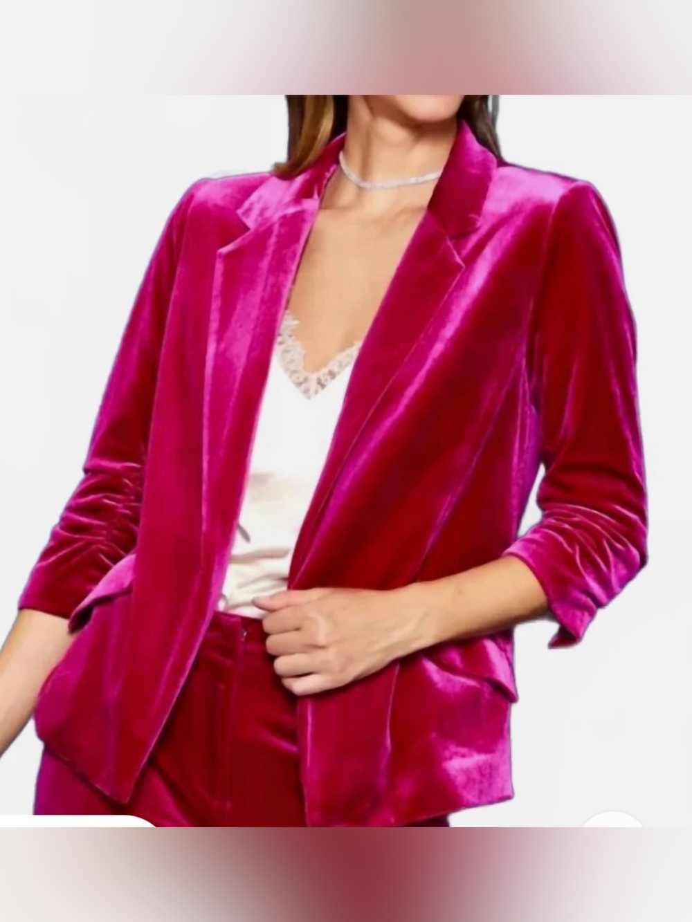 NWOT Skies Are Blue Velvet Blazer Jacket - Magenta Pink Sz 1X